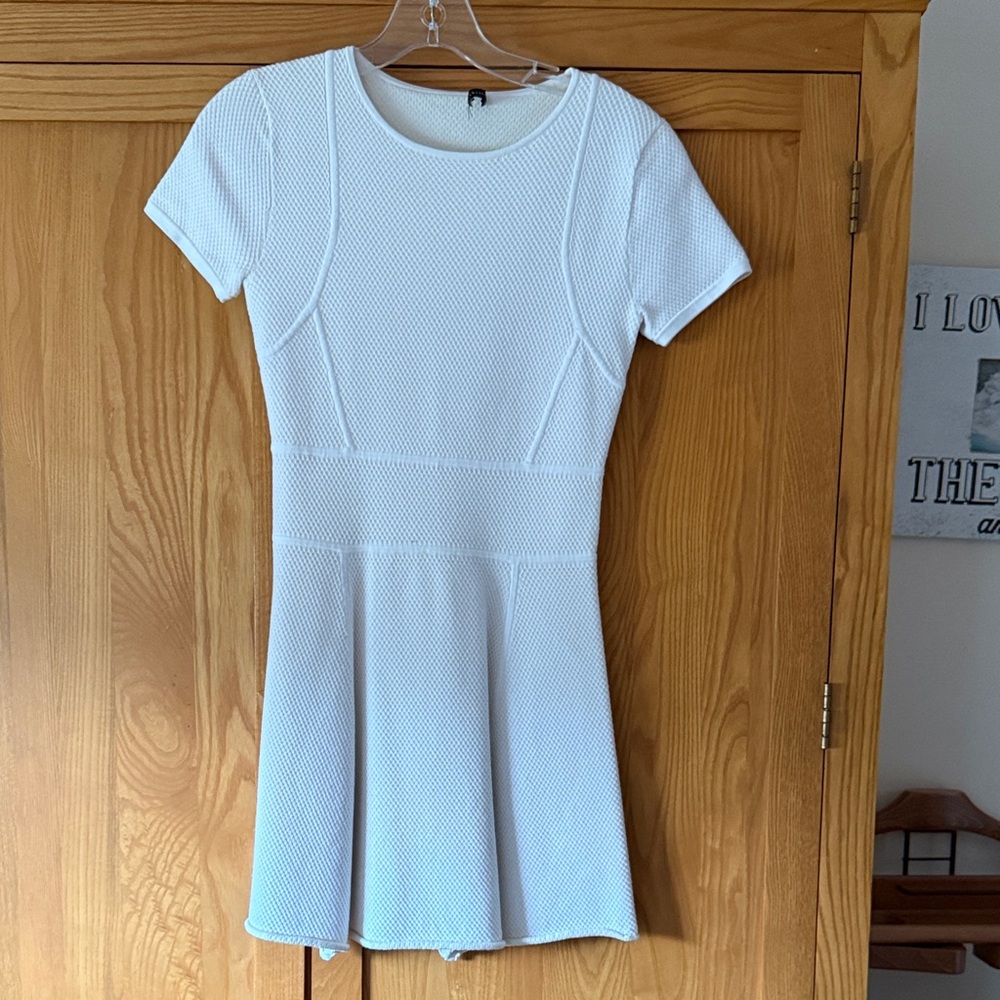 Theory White Textured Mini Dress